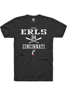 Carter Erls  Cincinnati Bearcats Black Rally NIL Sport Icon Short Sleeve T Shirt