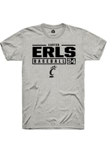 Carter Erls  Cincinnati Bearcats Ash Rally NIL Stacked Box Short Sleeve T Shirt