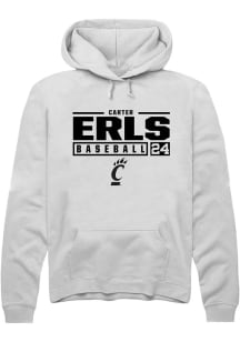 Carter Erls  Rally Cincinnati Bearcats Mens White NIL Stacked Box Long Sleeve Hoodie