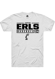 Carter Erls  Cincinnati Bearcats White Rally NIL Stacked Box Short Sleeve T Shirt