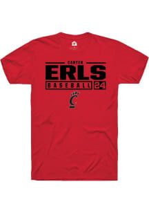 Carter Erls  Cincinnati Bearcats Red Rally NIL Stacked Box Short Sleeve T Shirt