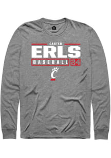 Carter Erls  Cincinnati Bearcats Graphite Rally NIL Stacked Box Long Sleeve T Shirt