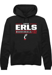 Carter Erls  Rally Cincinnati Bearcats Mens Black NIL Stacked Box Long Sleeve Hoodie