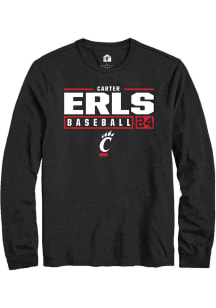 Carter Erls  Cincinnati Bearcats Black Rally NIL Stacked Box Long Sleeve T Shirt