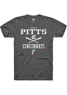 Derrick Pitts  Cincinnati Bearcats Dark Grey Rally NIL Sport Icon Short Sleeve T Shirt