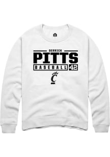 Derrick Pitts  Rally Cincinnati Bearcats Mens White NIL Stacked Box Long Sleeve Crew Sweatshirt