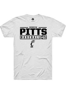 Derrick Pitts  Cincinnati Bearcats White Rally NIL Stacked Box Short Sleeve T Shirt