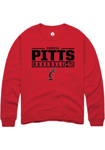 Derrick Pitts  Rally Cincinnati Bearcats Mens Red NIL Stacked Box Long Sleeve Crew Sweatshirt