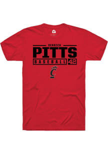 Derrick Pitts  Cincinnati Bearcats Red Rally NIL Stacked Box Short Sleeve T Shirt