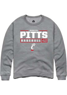Derrick Pitts  Rally Cincinnati Bearcats Mens Graphite NIL Stacked Box Long Sleeve Crew Sweatshirt