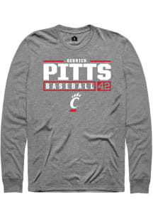 Derrick Pitts  Cincinnati Bearcats Graphite Rally NIL Stacked Box Long Sleeve T Shirt