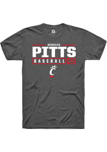Derrick Pitts  Cincinnati Bearcats Dark Grey Rally NIL Stacked Box Short Sleeve T Shirt