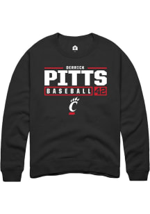 Derrick Pitts  Rally Cincinnati Bearcats Mens Black NIL Stacked Box Long Sleeve Crew Sweatshirt