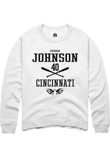 Hudson Johnson  Rally Cincinnati Bearcats Mens White NIL Sport Icon Long Sleeve Crew Sweatshirt
