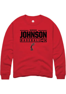 Hudson Johnson  Rally Cincinnati Bearcats Mens Red NIL Stacked Box Long Sleeve Crew Sweatshirt