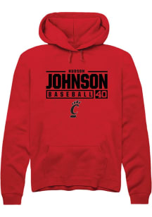 Hudson Johnson  Rally Cincinnati Bearcats Mens Red NIL Stacked Box Long Sleeve Hoodie