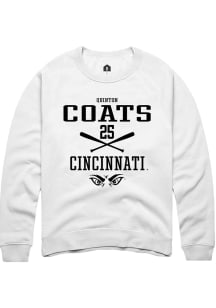 Quinton Coats  Rally Cincinnati Bearcats Mens White NIL Sport Icon Long Sleeve Crew Sweatshirt