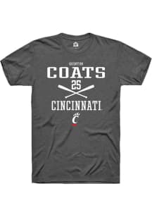 Quinton Coats  Cincinnati Bearcats Dark Grey Rally NIL Sport Icon Short Sleeve T Shirt