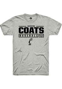 Quinton Coats  Cincinnati Bearcats Ash Rally NIL Stacked Box Short Sleeve T Shirt