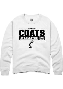 Quinton Coats  Rally Cincinnati Bearcats Mens White NIL Stacked Box Long Sleeve Crew Sweatshirt