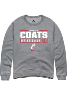 Quinton Coats  Rally Cincinnati Bearcats Mens Graphite NIL Stacked Box Long Sleeve Crew Sweatshirt