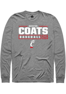 Quinton Coats  Cincinnati Bearcats Graphite Rally NIL Stacked Box Long Sleeve T Shirt