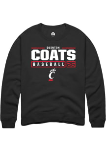 Quinton Coats  Rally Cincinnati Bearcats Mens Black NIL Stacked Box Long Sleeve Crew Sweatshirt