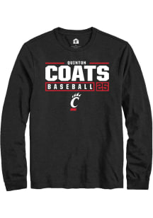 Quinton Coats  Cincinnati Bearcats Black Rally NIL Stacked Box Long Sleeve T Shirt