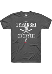 Ryan Tyranski  Cincinnati Bearcats Dark Grey Rally NIL Sport Icon Short Sleeve T Shirt