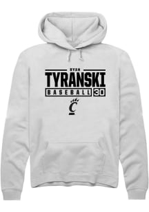 Ryan Tyranski  Rally Cincinnati Bearcats Mens White NIL Stacked Box Long Sleeve Hoodie