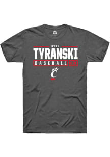 Ryan Tyranski  Cincinnati Bearcats Dark Grey Rally NIL Stacked Box Short Sleeve T Shirt