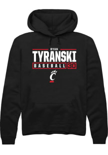 Ryan Tyranski  Rally Cincinnati Bearcats Mens Black NIL Stacked Box Long Sleeve Hoodie
