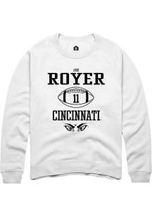 Joe Royer  Rally Cincinnati Bearcats Mens White Football NIL Sport Icon Long Sleeve Crew Sweatshir..