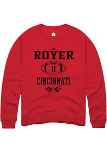 Joe Royer  Rally Cincinnati Bearcats Mens Red Football NIL Sport Icon Long Sleeve Crew Sweatshirt