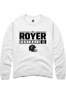 Joe Royer  Rally Cincinnati Bearcats Mens White Football NIL Stacked Box Long Sleeve Crew Sweatshi..