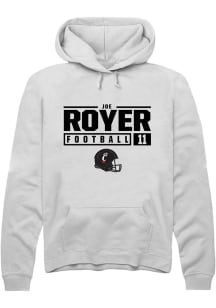 Joe Royer  Rally Cincinnati Bearcats Mens White Football NIL Stacked Box Long Sleeve Hoodie