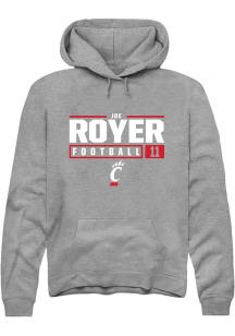 Joe Royer  Rally Cincinnati Bearcats Mens Graphite Football NIL Stacked Box Long Sleeve Hoodie