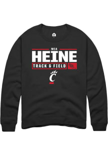 Mia Heine  Rally Cincinnati Bearcats Mens Black NIL Stacked Box Long Sleeve Crew Sweatshirt