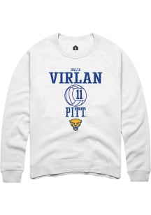 Dalia Virlan  Rally Pitt Panthers Mens White NIL Sport Icon Long Sleeve Crew Sweatshirt