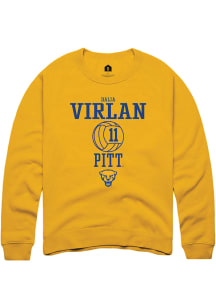 Dalia Virlan  Rally Pitt Panthers Mens Gold NIL Sport Icon Long Sleeve Crew Sweatshirt