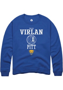 Dalia Virlan  Rally Pitt Panthers Mens Blue NIL Sport Icon Long Sleeve Crew Sweatshirt