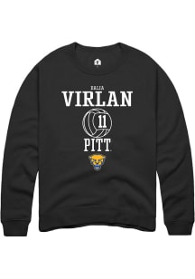Dalia Virlan  Rally Pitt Panthers Mens Black NIL Sport Icon Long Sleeve Crew Sweatshirt