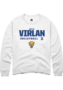 Dalia Virlan  Rally Pitt Panthers Mens White NIL Stacked Box Long Sleeve Crew Sweatshirt