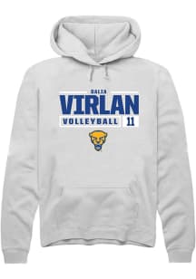 Dalia Virlan  Rally Pitt Panthers Mens White NIL Stacked Box Long Sleeve Hoodie