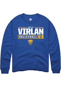 Dalia Virlan  Rally Pitt Panthers Mens Blue NIL Stacked Box Long Sleeve Crew Sweatshirt