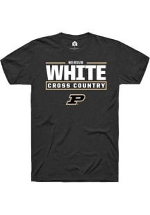 Nerius White  Purdue Boilermakers Black Rally NIL Stacked Box Short Sleeve T Shirt