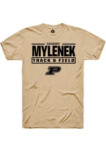 Zachary Mylenek  Purdue Boilermakers Gold Rally NIL Stacked Box Short Sleeve T Shirt
