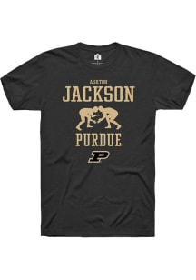 Ashton Jackson  Purdue Boilermakers Black Rally NIL Sport Icon Short Sleeve T Shirt