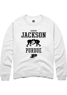 Ashton Jackson  Rally Purdue Boilermakers Mens White NIL Sport Icon Long Sleeve Crew Sweatshirt