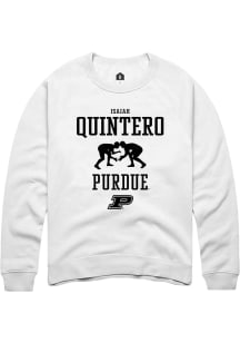 Isaiah Quintero  Rally Purdue Boilermakers Mens White NIL Sport Icon Long Sleeve Crew Sweatshirt